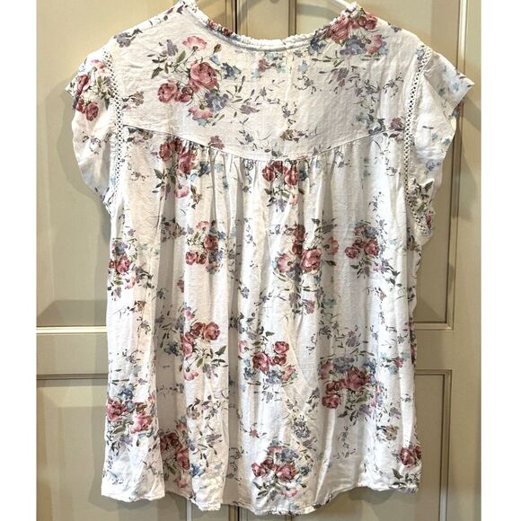 Buffalo David Bitton Flutter Sleeve Floral Top - Size XL - Picture 4 of 6